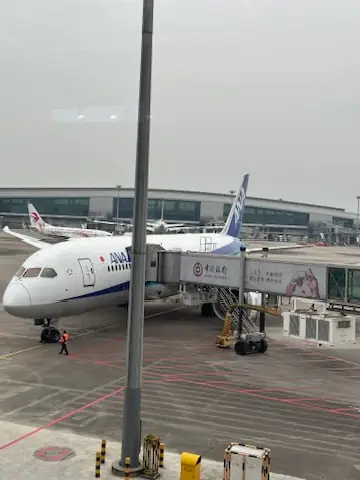 帰国日に広州空港から出発する航空機